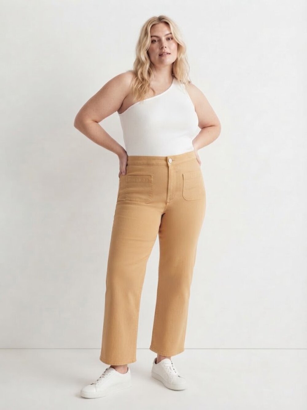 Madewell Emmett 2.0 Wide-Leg Crop High Waist Pants Earthen Gold Plus Size 33 NWT
